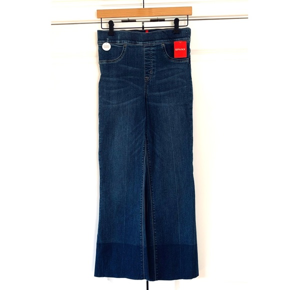 Spanx Cropped Flare Jeans High Rise Stretch Tummy Control Ankle Size Small - Picture 8 of 8